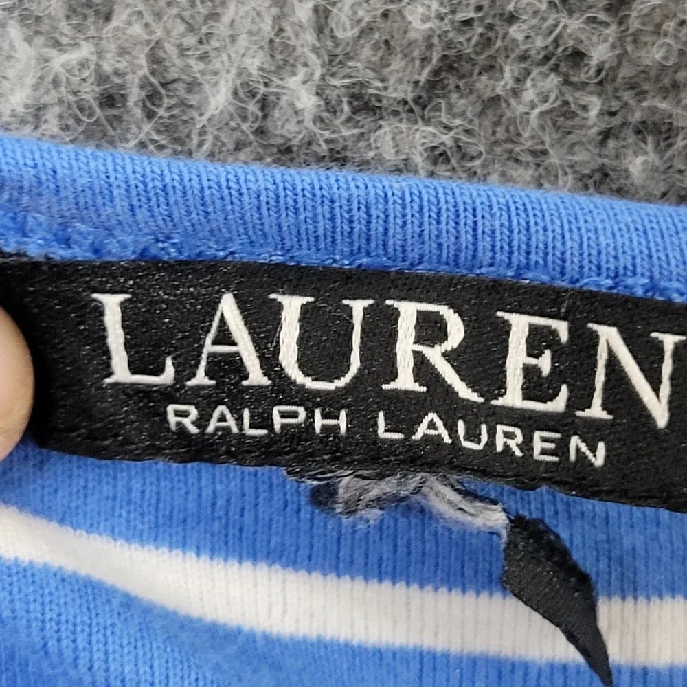 Lauren Ralph Lauren Shirt Womens Size S Blue White Striped Long Sleeve Crewneck